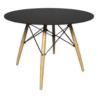 Mesa De Jantar 4 Lugares Redonda 120cm Tampo Mdf Pés Eiffel Paris R02 Preto - Mpozenato - 1