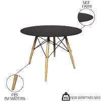 Mesa De Jantar 4 Lugares Redonda 120cm Tampo Mdf Pés Eiffel Paris R02 Preto - Mpozenato - 3