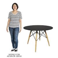 Mesa De Jantar 4 Lugares Redonda 120cm Tampo Mdf Pés Eiffel Paris R02 Preto - Mpozenato - 5