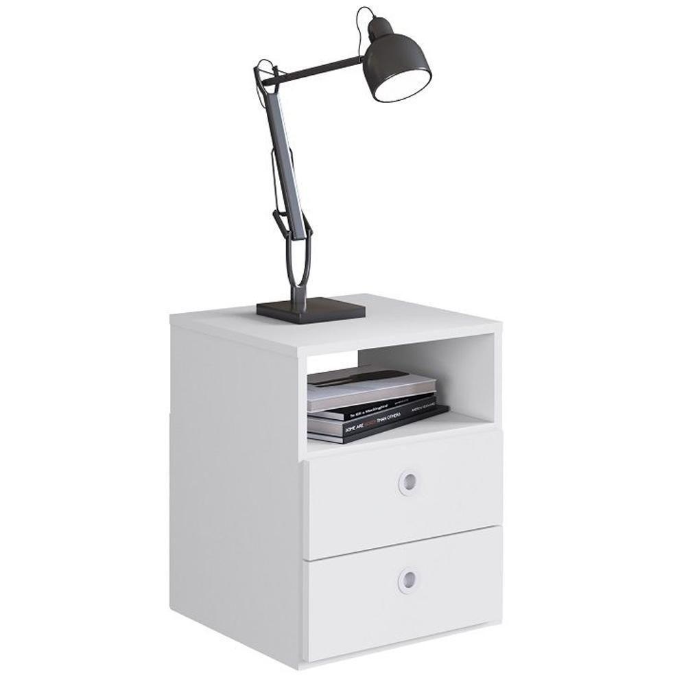 Mesa De Cabeceira 2 Gavetas 1 Prateleira Tókio A05 Branco - Mpozenato - 1