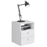 Mesa De Cabeceira 2 Gavetas 1 Prateleira Tókio A05 Branco - Mpozenato - 1