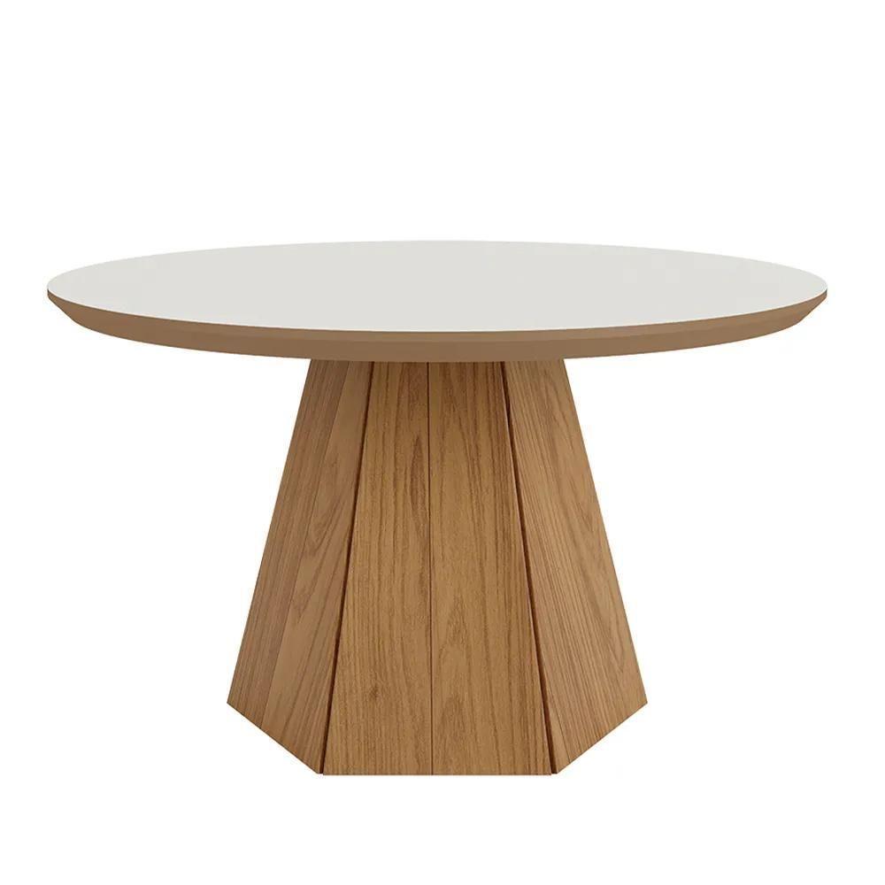 Mesa De Centro Base Hexagonal West D01 Off White/freijó - Mpozenato - 1