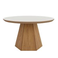 Mesa De Centro Base Hexagonal West D01 Off White/freijó - Mpozenato - 1