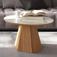 Mesa De Centro Base Hexagonal West D01 Off White/freijó - Mpozenato - 2