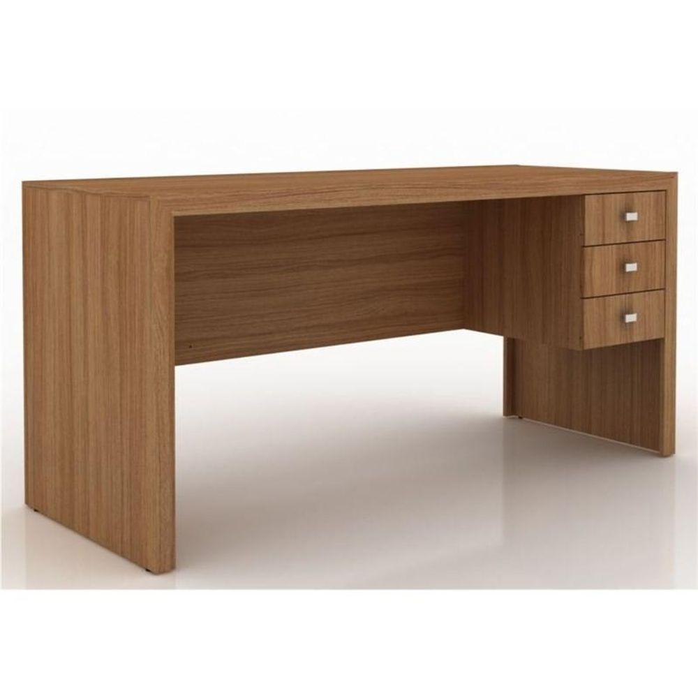 Mesa Com 03 Gavetas Para Home Office Me4113 Amendoa - Tecno Mobili - 1
