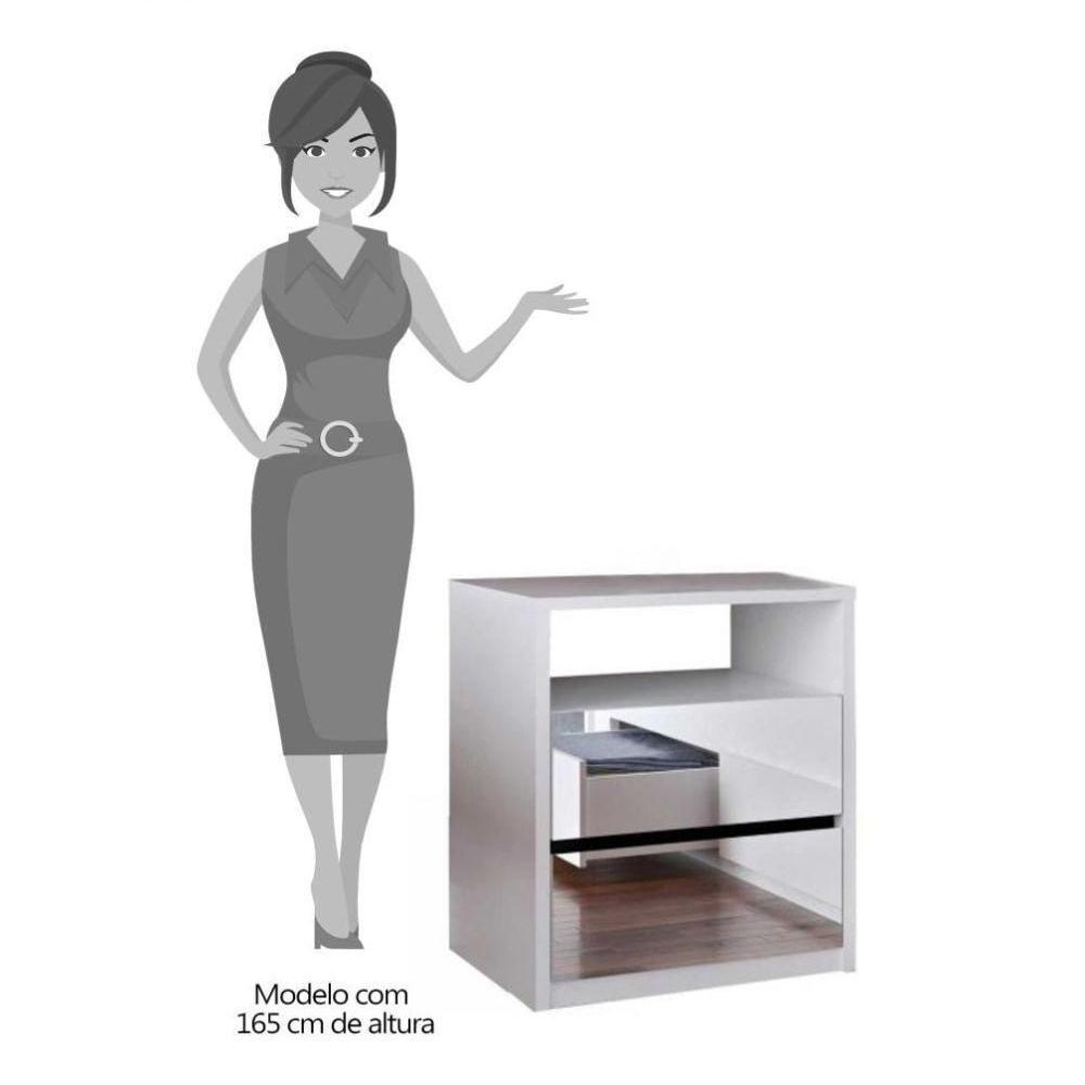Mesa De Cabeceira Espelhada 2 Gavetas E Nicho Blank F04 Branco - Mpozenato - 4