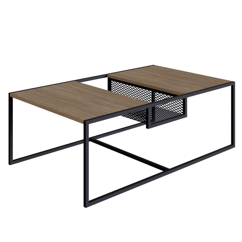Mesa De Centro Com Nicho Pés Metálicos York Hanover/preto - Artesano - 1