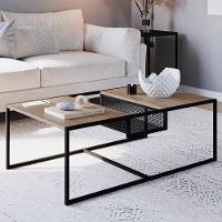 Mesa De Centro Com Nicho Pés Metálicos York Hanover/preto - Artesano - 2