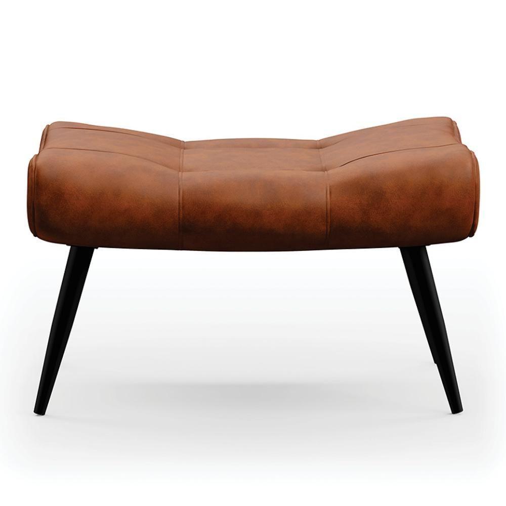 Kit Poltrona E Puff Para Sala De Estar Com Almofada E Pés Palito Lord Sintético Nozes - Ibiza - 9