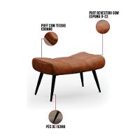 Kit Poltrona E Puff Para Sala De Estar Com Almofada E Pés Palito Lord Sintético Nozes - Ibiza - 6