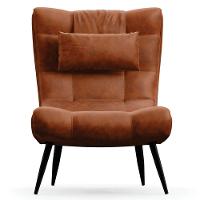 Kit Poltrona E Puff Para Sala De Estar Com Almofada E Pés Palito Lord Sintético Nozes - Ibiza - 7