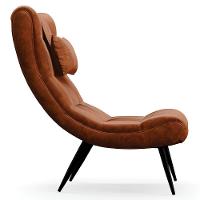 Kit Poltrona E Puff Para Sala De Estar Com Almofada E Pés Palito Lord Sintético Nozes - Ibiza - 8