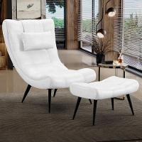 Kit Poltrona E Puff Para Sala De Estar Com Almofada E Pés Palito Lord Facto Dunas Branco - Ibiza - 2