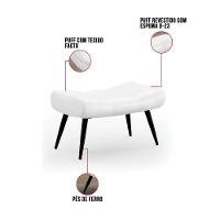 Kit Poltrona E Puff Para Sala De Estar Com Almofada E Pés Palito Lord Facto Dunas Branco - Ibiza - 6