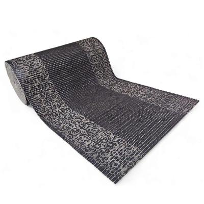 Tapete Passadeira Emborrachada Pvc Antiderrapante 0,65x3,00m Barrado Preto Bege