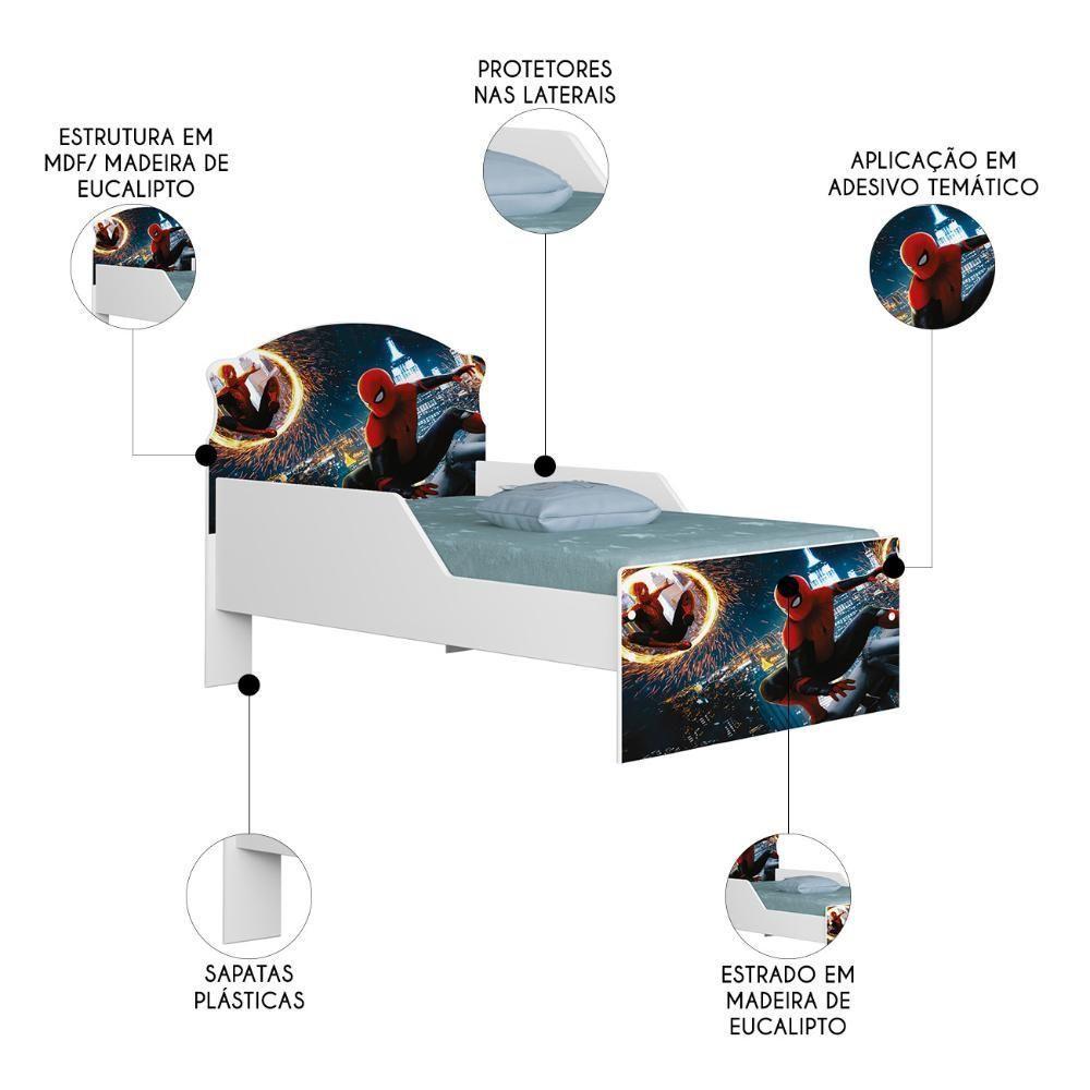 Mini Cama Infantil 148x68cm Proteção Lateral Herói Aranha Z53 - Mpozenato - 3