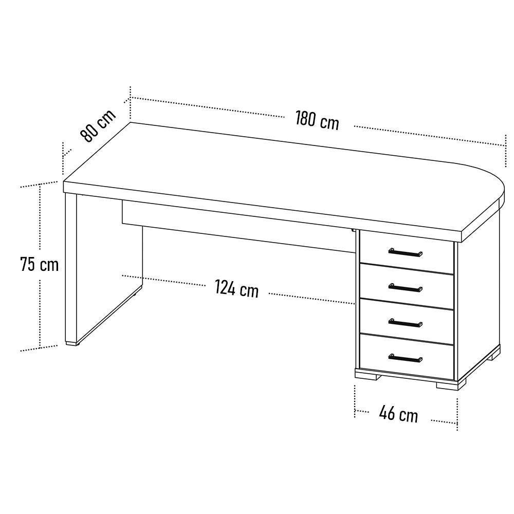 Mesa Para Escritório Com Gavetas Lado Direito Corp A06 Carvalho/branco - Mpozenato - 4