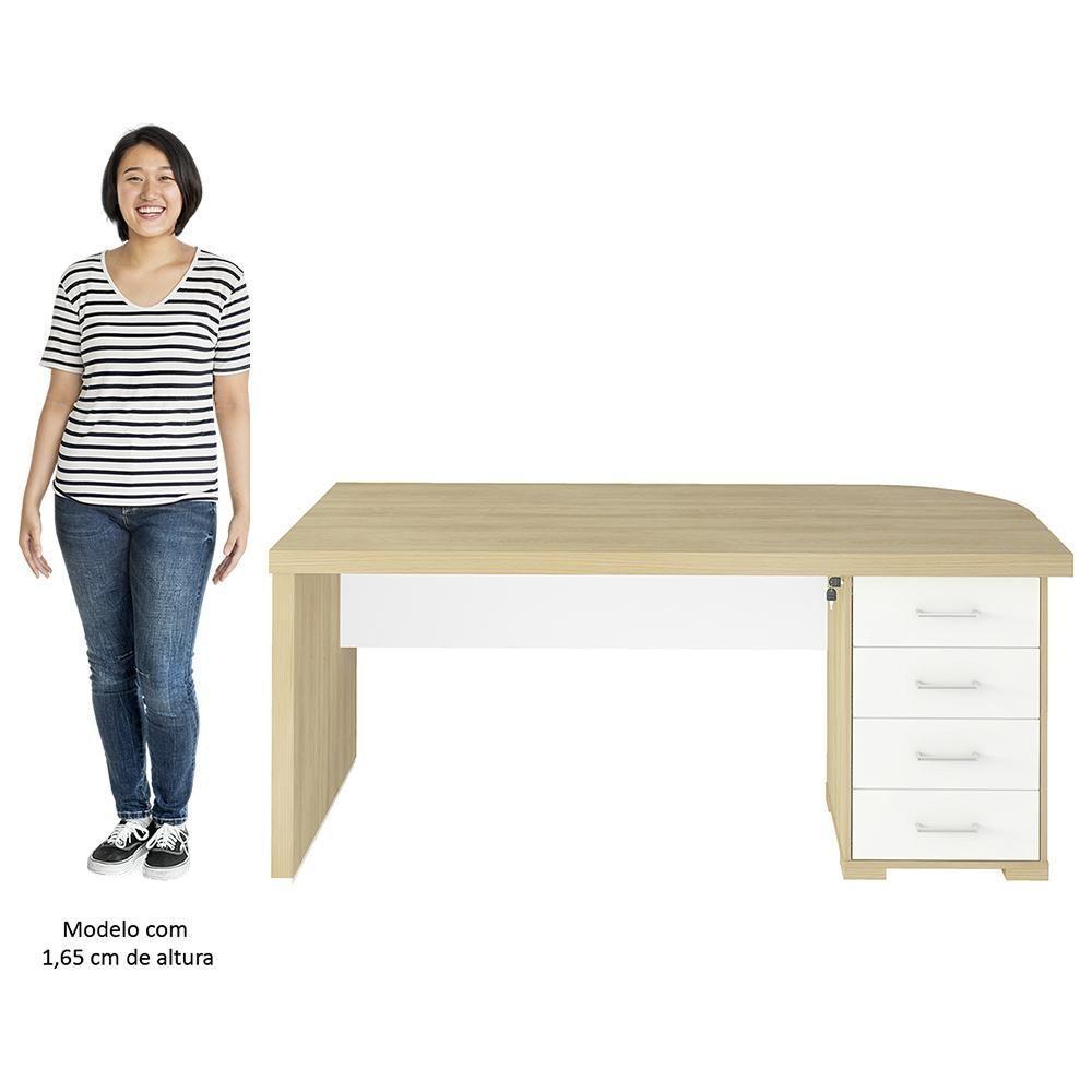 Mesa Para Escritório Com Gavetas Lado Direito Corp A06 Carvalho/branco - Mpozenato - 5