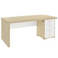 Mesa Para Escritório Com Gavetas Lado Direito Corp A06 Carvalho/branco - Mpozenato - 1