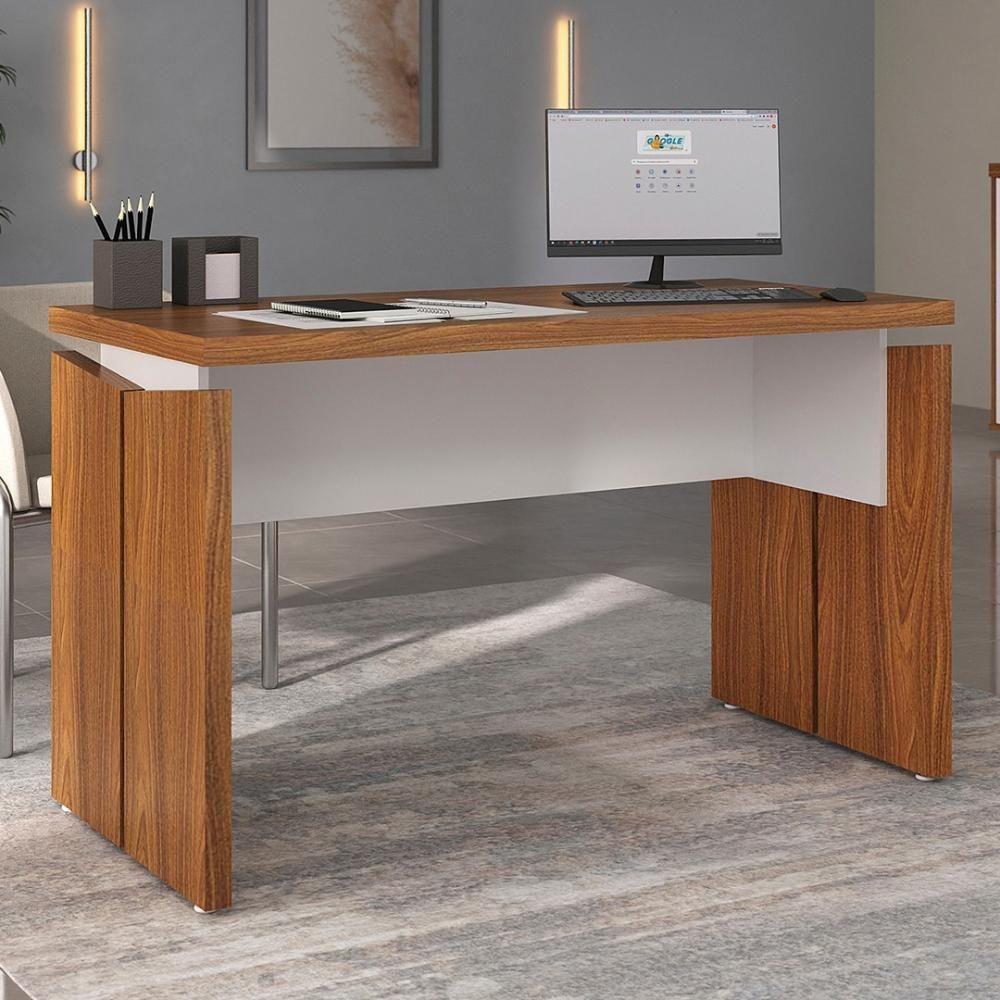 Mesa Para Escritório Home Office 125cm Corp A06 Freijó/branco - Mpozenato - 2