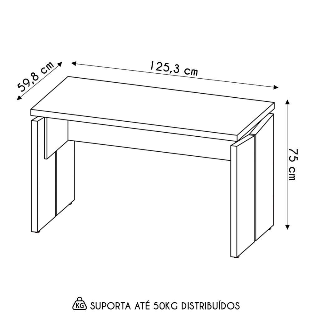 Mesa Para Escritório Home Office 125cm Corp A06 Freijó/branco - Mpozenato - 4