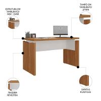 Mesa Para Escritório Home Office 125cm Corp A06 Freijó/branco - Mpozenato - 3