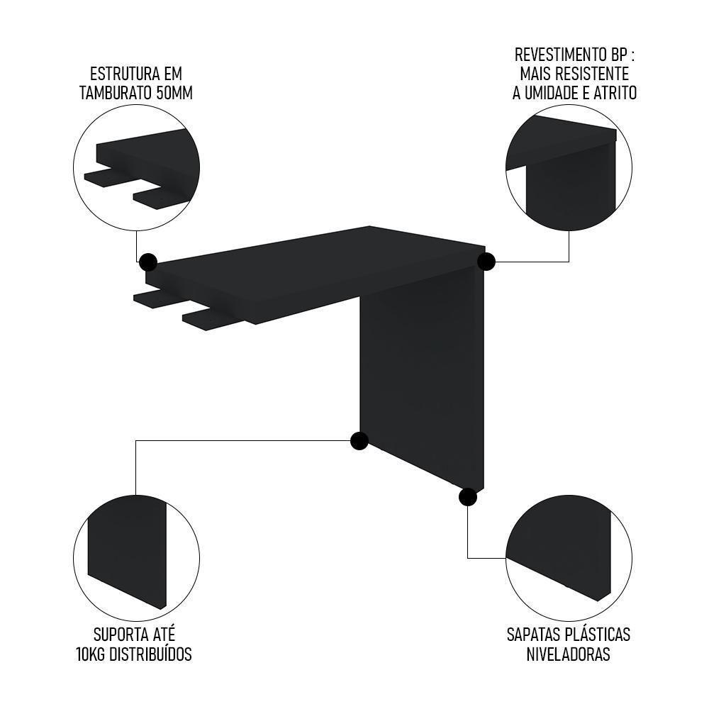 Mesa Para Escritório 4 Gavetas Lado Direito E Mesa Auxiliar Corp A06 Charuto/preto - Mpozenato - 5