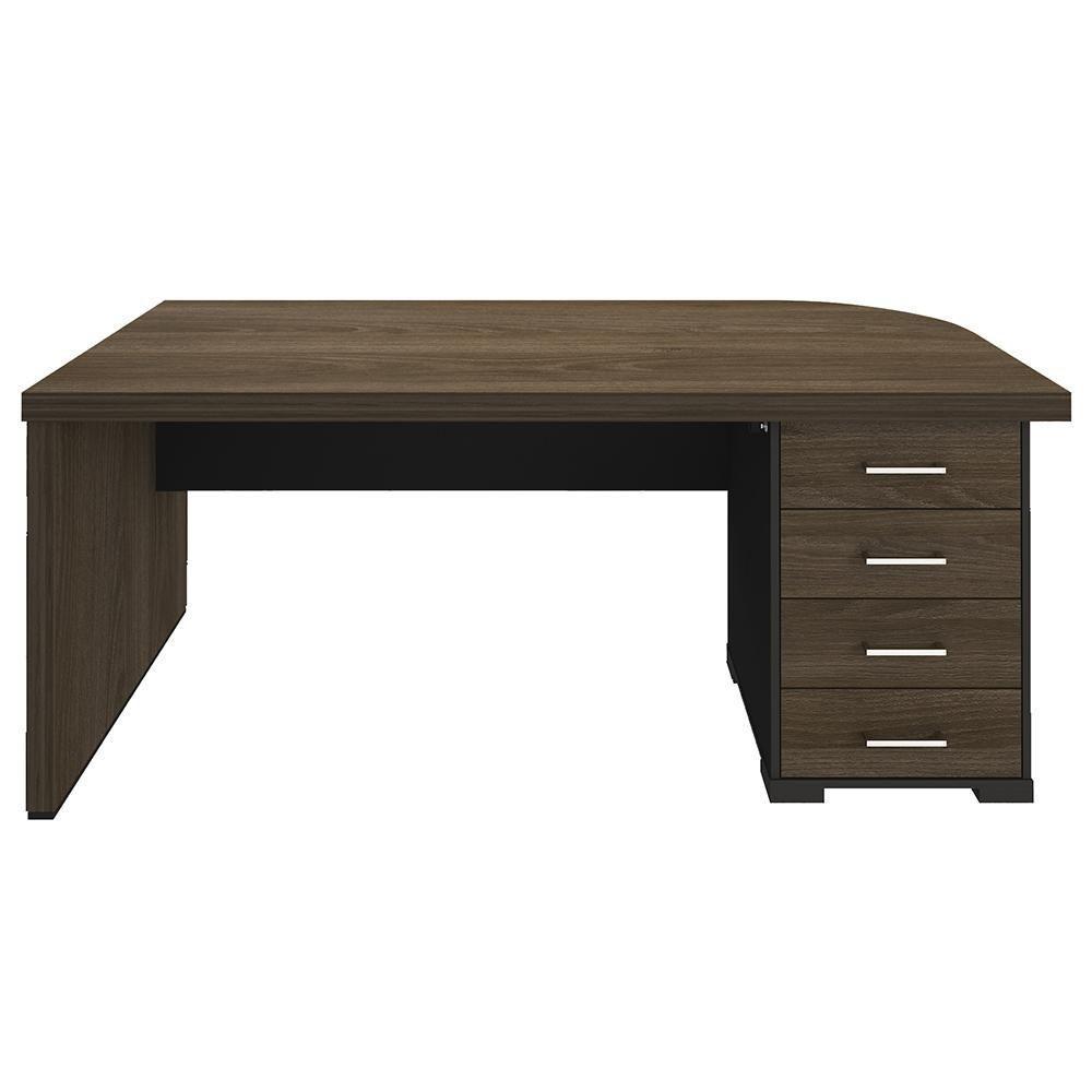 Mesa Para Escritório 4 Gavetas Lado Direito E Mesa Auxiliar Corp A06 Charuto/preto - Mpozenato - 7