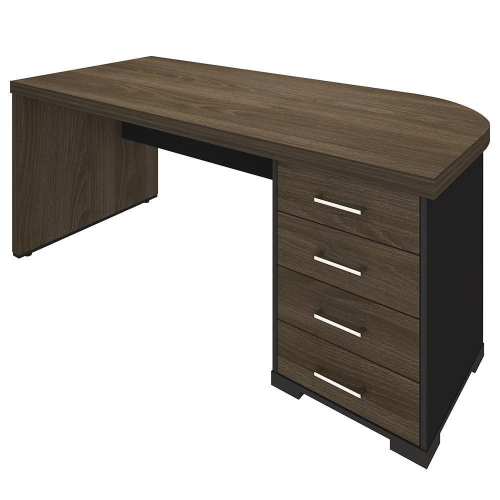 Mesa Para Escritório 4 Gavetas Lado Direito E Mesa Auxiliar Corp A06 Charuto/preto - Mpozenato - 8