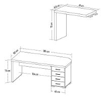 Mesa Para Escritório 4 Gavetas Lado Direito E Mesa Auxiliar Corp A06 Charuto/preto - Mpozenato