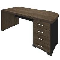 Mesa Para Escritório 4 Gavetas Lado Direito E Mesa Auxiliar Corp A06 Charuto/preto - Mpozenato - 8