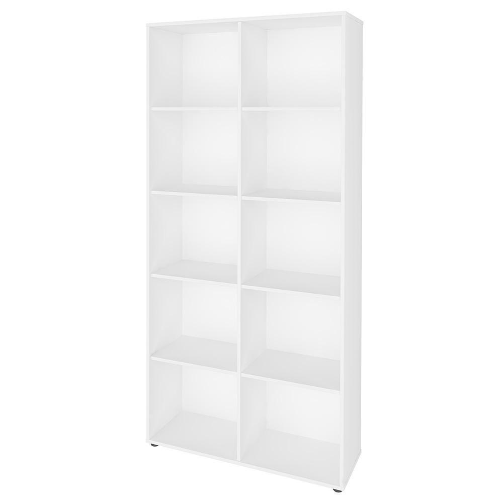 Mesa Escrivaninha Em L Eron E Estante Livreiro 90x187cm Lean A06 Branco - Mpozenato - 9