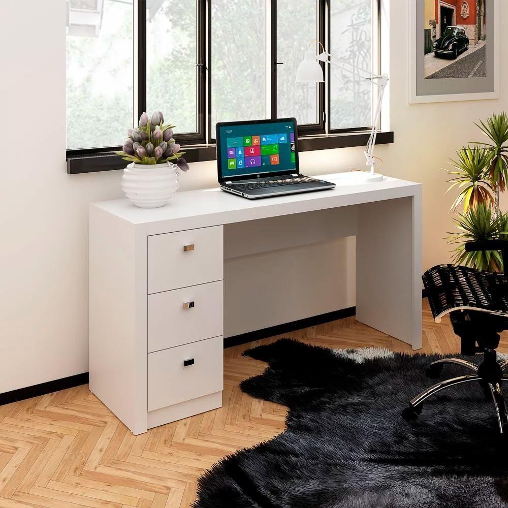 Mesa Para Computador 3 Gavetas Me4102 Branco - Tecno Mobili - 2