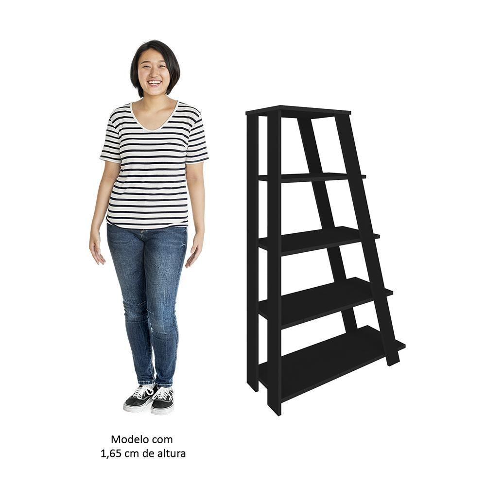 Mesa Escrivaninha Em L Eron E Estante Livreiro Stela A06 Freijó/preto - Mpozenato - 7