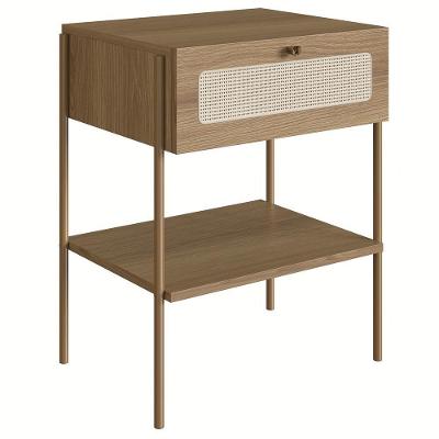 Mesa De Cabeceira Com 1 Gaveta Pé Metal Arlo A10 Hanover/dourado - Mpozenato