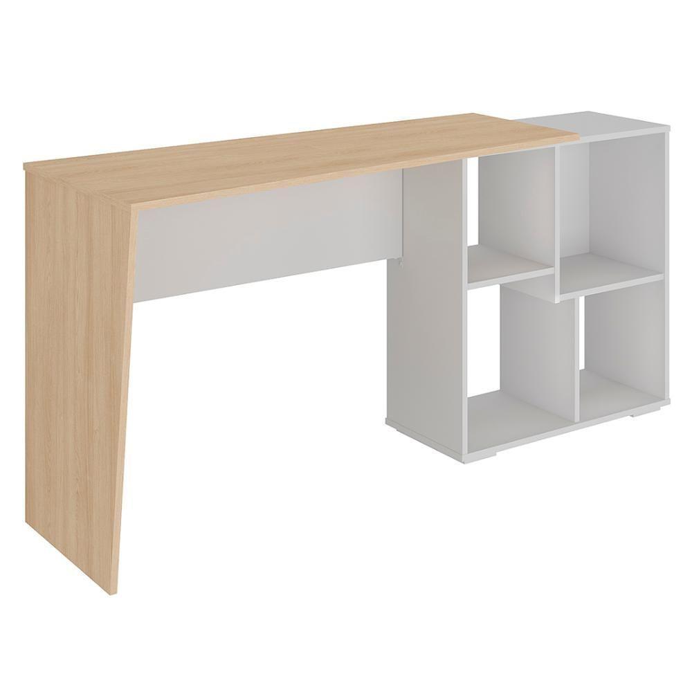 Mesa Escrivaninha 2 Em 1 Com Nichos Arbo A06 Carvalho/branco - Mpozenato - 5