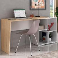 Mesa Escrivaninha 2 Em 1 Com Nichos Arbo A06 Carvalho/branco - Mpozenato - 2