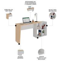 Mesa Escrivaninha 2 Em 1 Com Nichos Arbo A06 Carvalho/branco - Mpozenato - 3