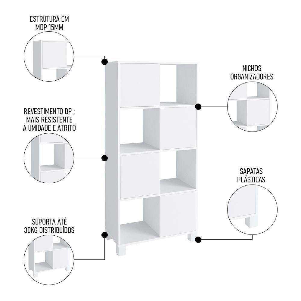 Mesa Escrivaninha Em L Eron E Estante Livreiro Maly A06 Branco/carvalho - Mpozenato - 8