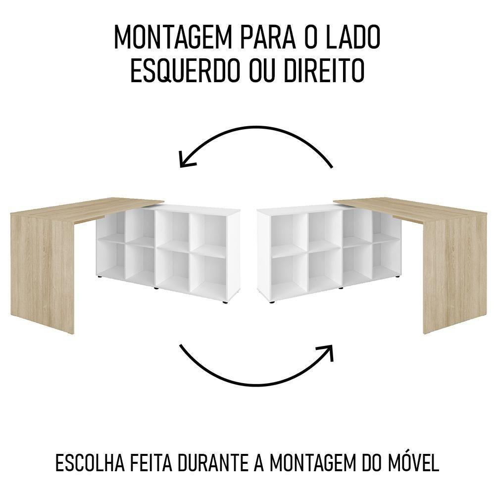 Mesa Escrivaninha Em L Eron E Estante Livreiro Maly A06 Branco/carvalho - Mpozenato - 10