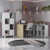 Mesa Escrivaninha Em L Eron E Estante Livreiro Maly A06 Branco/carvalho - Mpozenato - 5