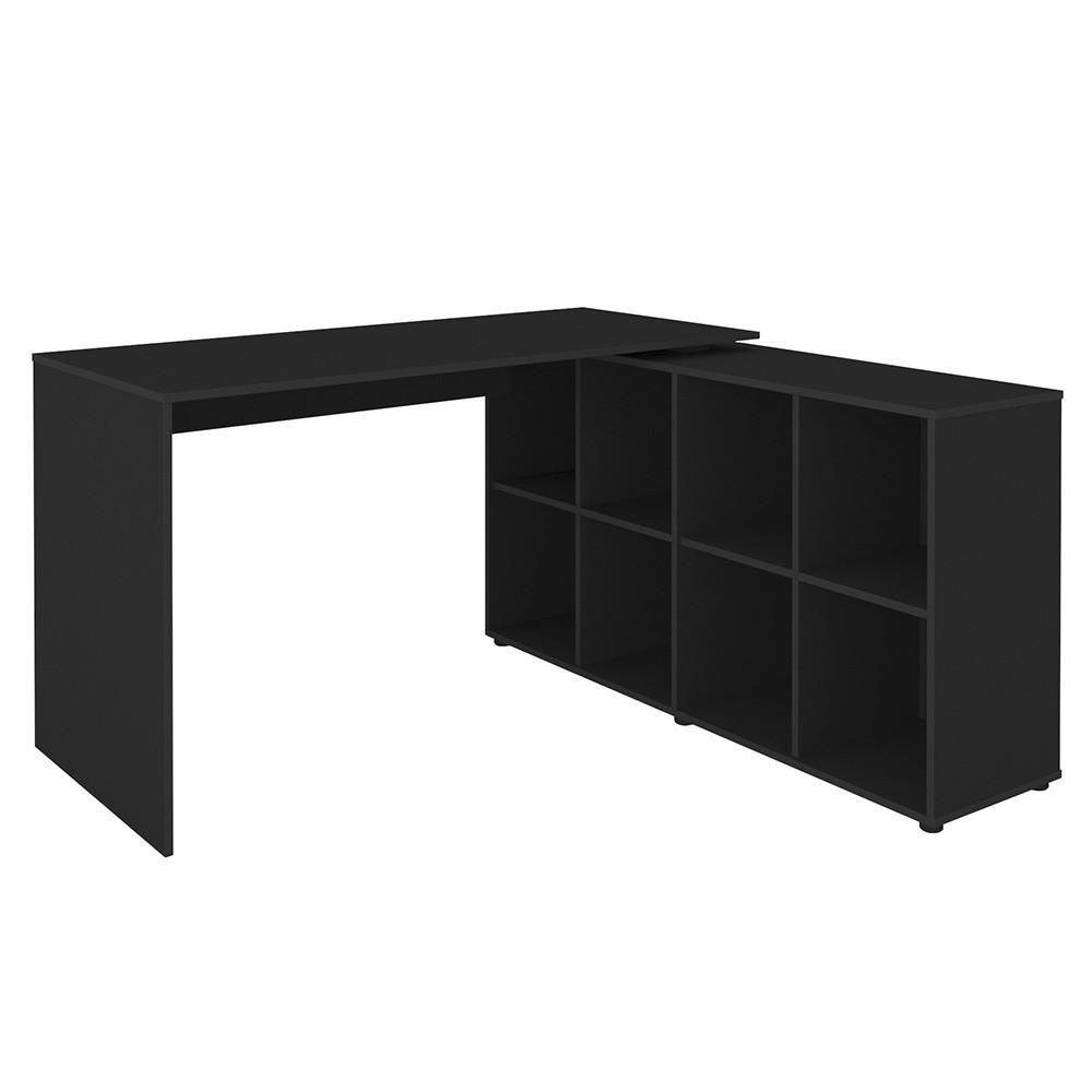 Mesa Escrivaninha Em L Eron E Gaveteiro Com Rodízios Mity A06 Preto - Mpozenato - 9