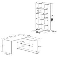 Mesa Escrivaninha Em L Eron E Estante Livreiro 90x187cm Lean A06 Preto - Mpozenato - 5