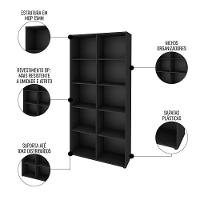 Mesa Escrivaninha Em L Eron E Estante Livreiro 90x187cm Lean A06 Preto - Mpozenato - 6