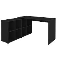Mesa Escrivaninha Em L Eron E Estante Livreiro 90x187cm Lean A06 Preto - Mpozenato - 9