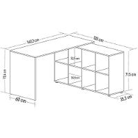 Mesa Escrivaninha Em L 140x130cm 8 Nichos Eron A06 Carvalho/branco - Mpozenato