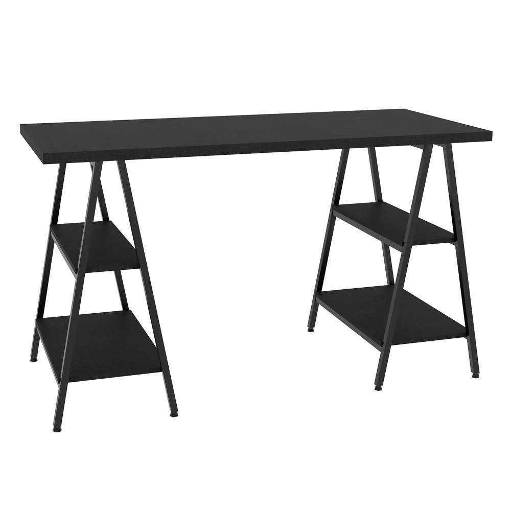 Mesa Escrivaninha Cavalete 135cm Estilo Industrial Prisma C08 Preto ônix/preto - Mpozenato - 5