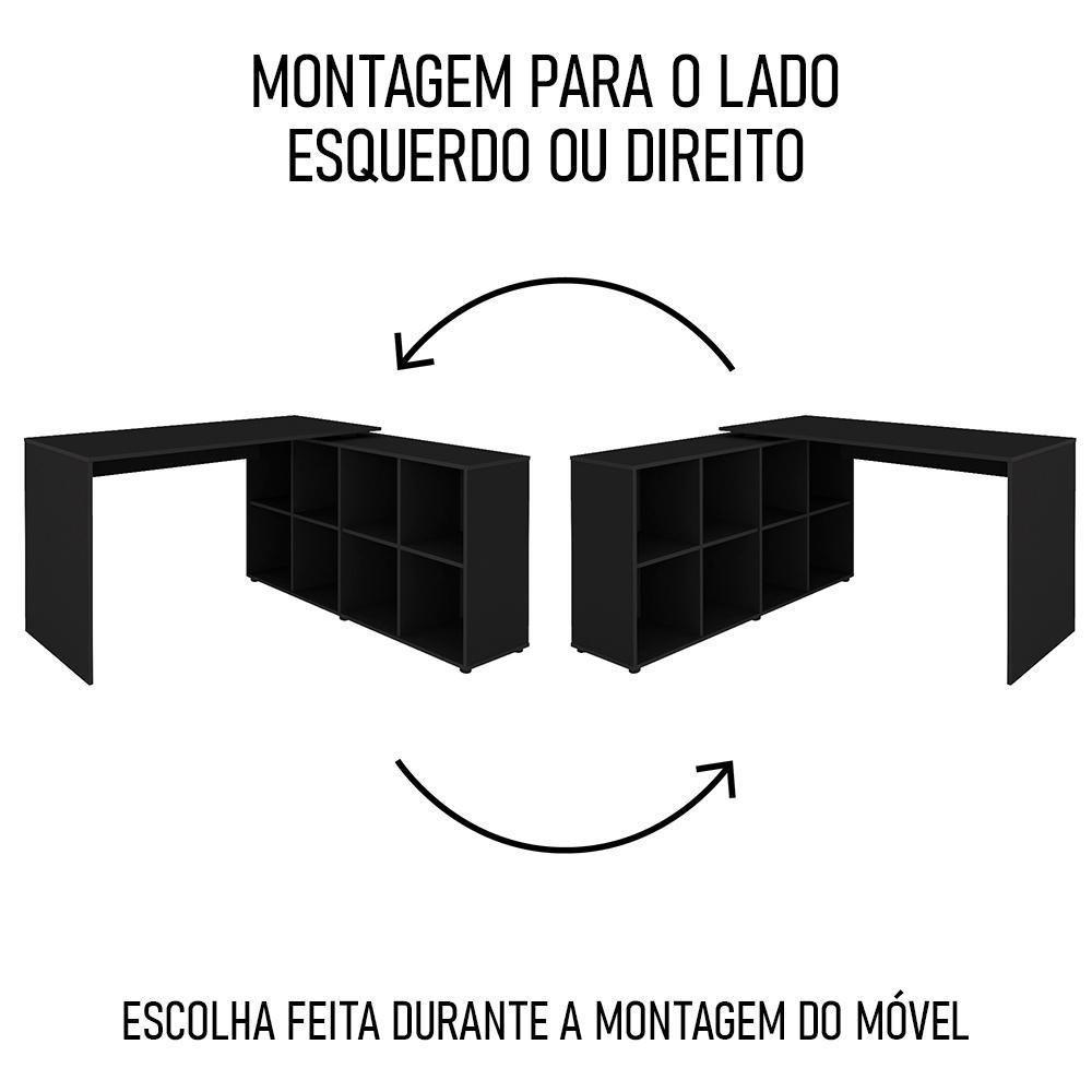 Mesa Escrivaninha Em L Eron E Estante Livreiro Maly A06 Preto - Mpozenato - 8