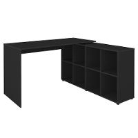 Mesa Escrivaninha Em L Eron E Estante Livreiro Maly A06 Preto - Mpozenato - 10