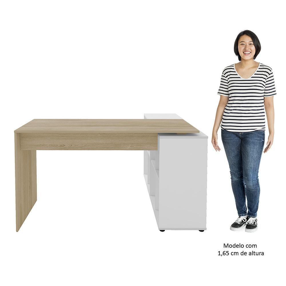 Mesa Escrivaninha Em L Eron E Balcão 60cm 2 Portas Look A06 Carvalho/branco - Mpozenato - 8